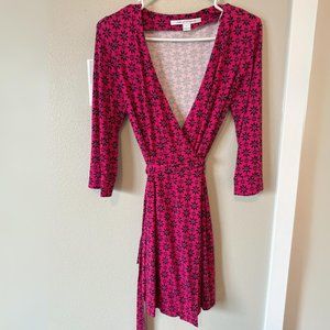 DVF Pink and Black Floral Mini Dress